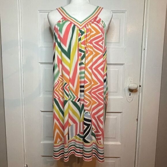 BCBGMaxAzria Vibrant Front & Back V-Neck Dress - Picture 1 of 8